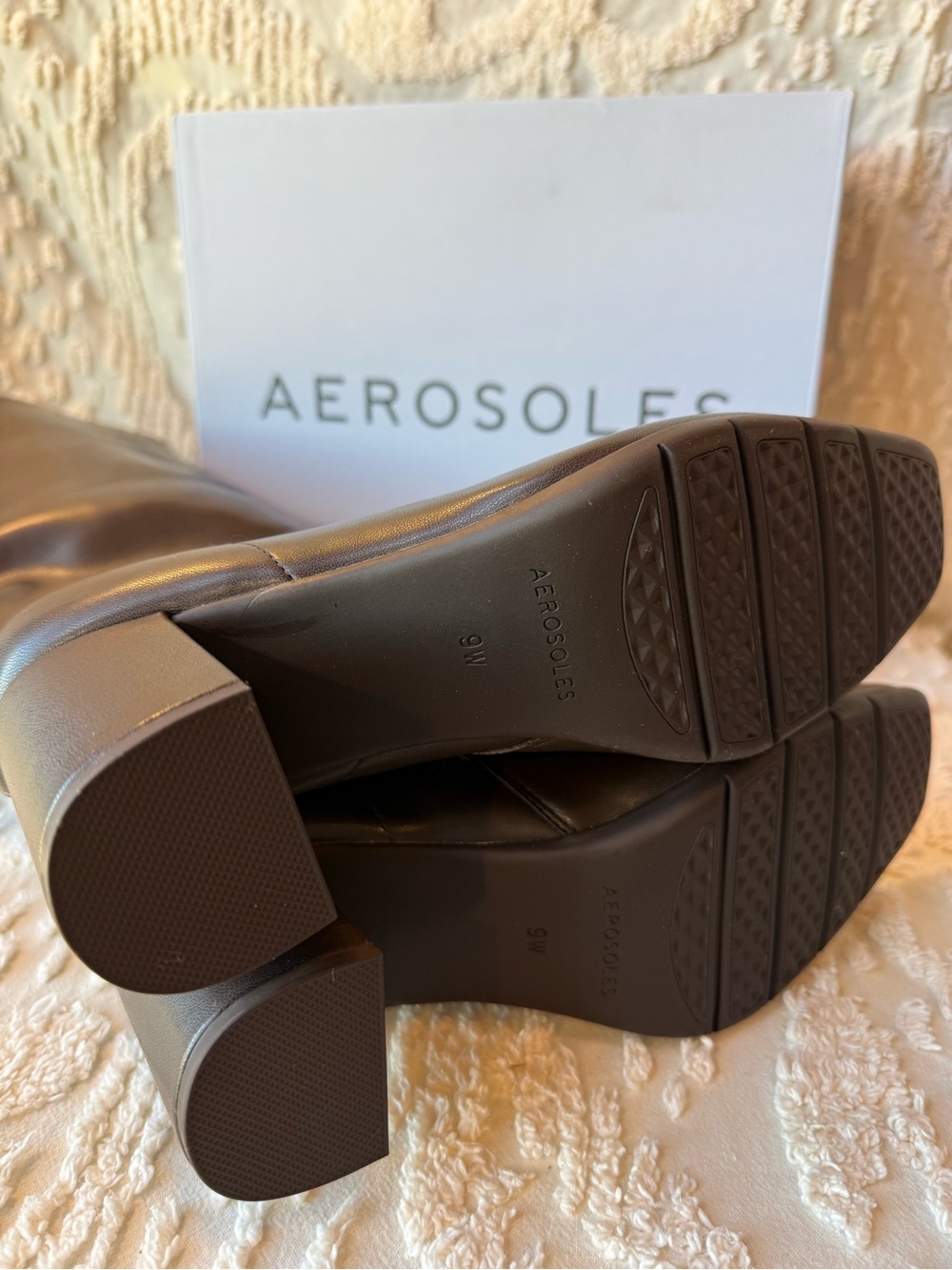 AEROSOLES Dark Brown Over-the-Knee Block Heel Boots #724 - Picture 6 of 6
